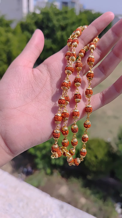 Panchmukhi Rudraksha Mala | Brass Cap Design | Natural Rudraksha | Certified