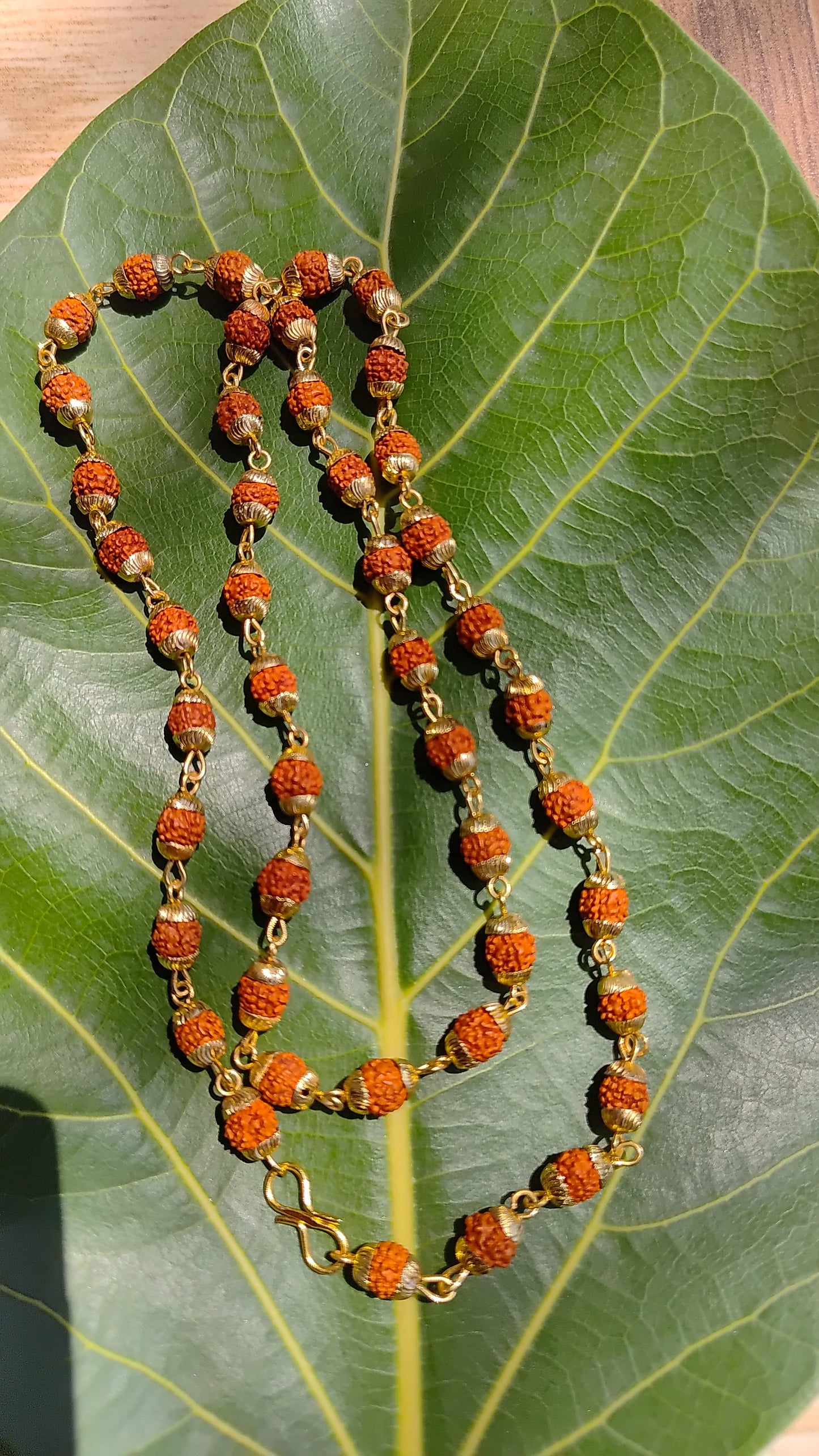 Panchmukhi Rudraksha Mala | Brass Cap Design | Natural Rudraksha | Certified