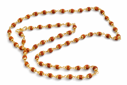 Panchmukhi Rudraksha Mala | Brass Cap Design | Natural Rudraksha | Certified