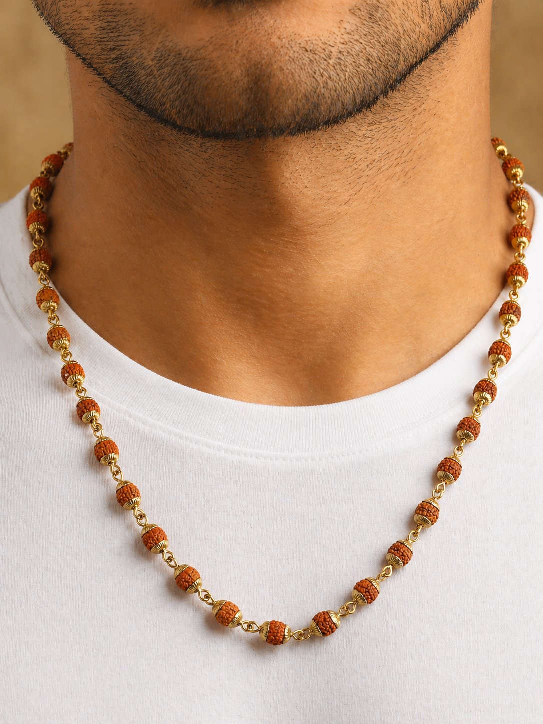 Panchmukhi Rudraksha Mala | Brass Cap Design | Natural Rudraksha | Certified