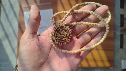 Shri Sita Ram Handcrafted Tulsi Kanthi Mala | Wooden Lotus Pendant
